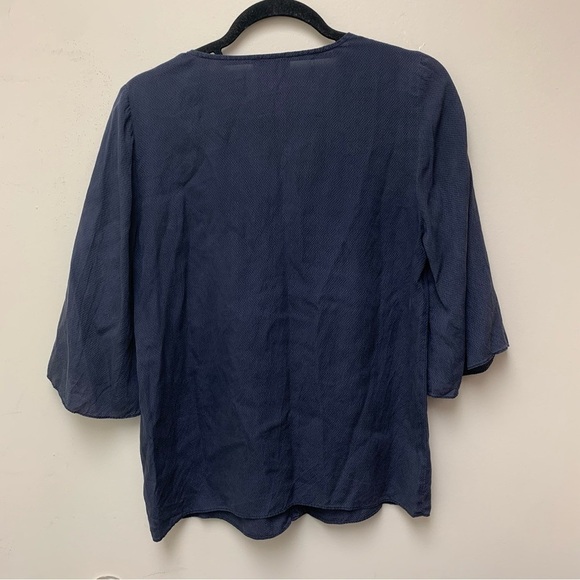 J.CREW 365 Navy Blue V-Neck Hammered Silk Blouse - Picture 9 of 9